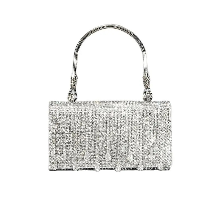 Evening bag handmade Rhinestone silver crystal sparkling womens handbag y ner 250226