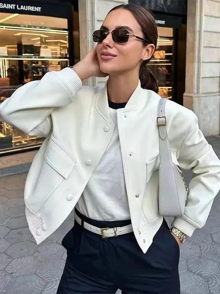 Vintage Single Breasted Shorts Jackets Women Casual Oneck Full Sleeve Pockets Female Coats Spring Autumn Lady Outwears 250227