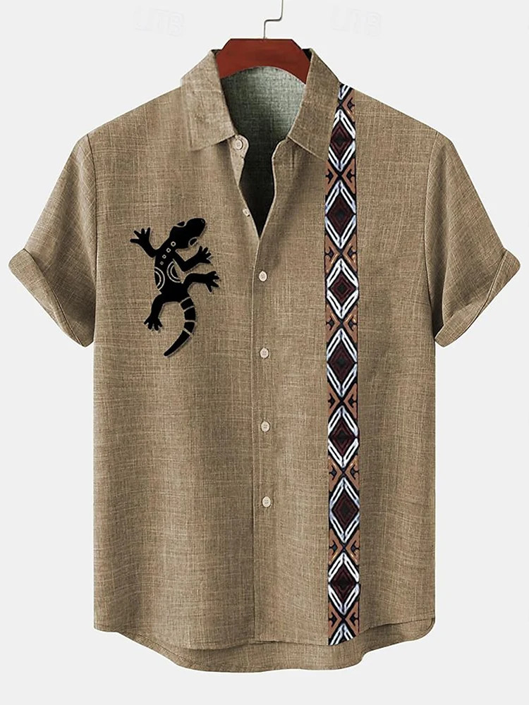 Summer Street Everyday Mens Casual Shirt Pool Beach Party Hawaiian Vintage Style Tribal Print Shortsleeved 250226