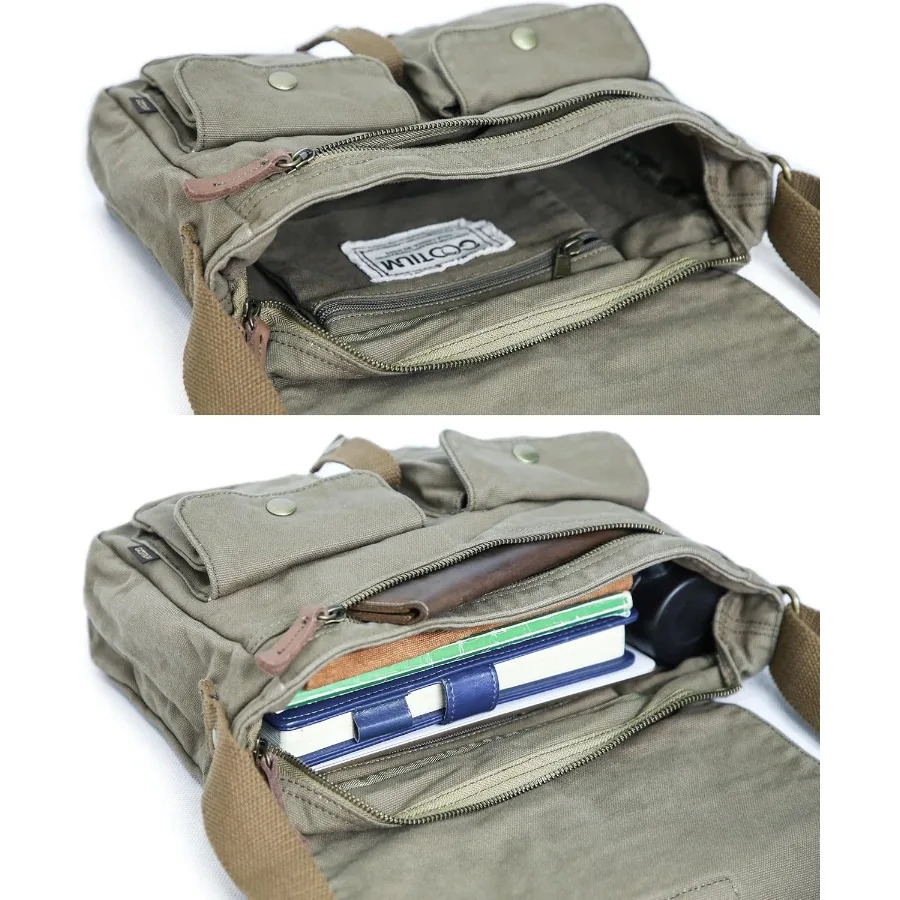 Ship from US Canvas Messenger Bag Vintage Crossbody Shoulder Military Satchel 250227FBB