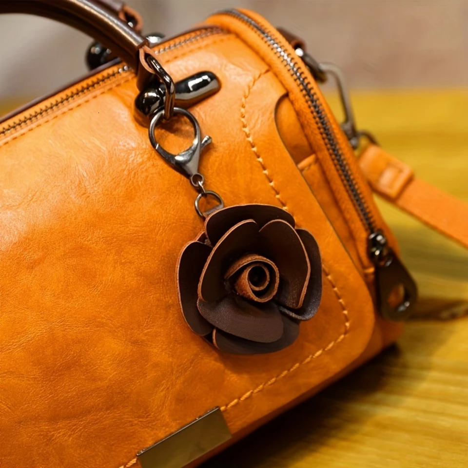 Ship from US Vintage Top Handle Boston Bag Retro Genuine Leather Crossbody Womens Classic Handbag Shoulder Purse 250227FBB