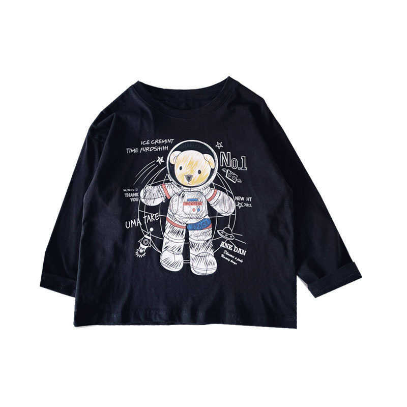 Tshirts Pure cotton childrens clothing 2025 spring collection new mens and womens cartoon Tshirt childrens long sleeved base shirt spring and autumn t