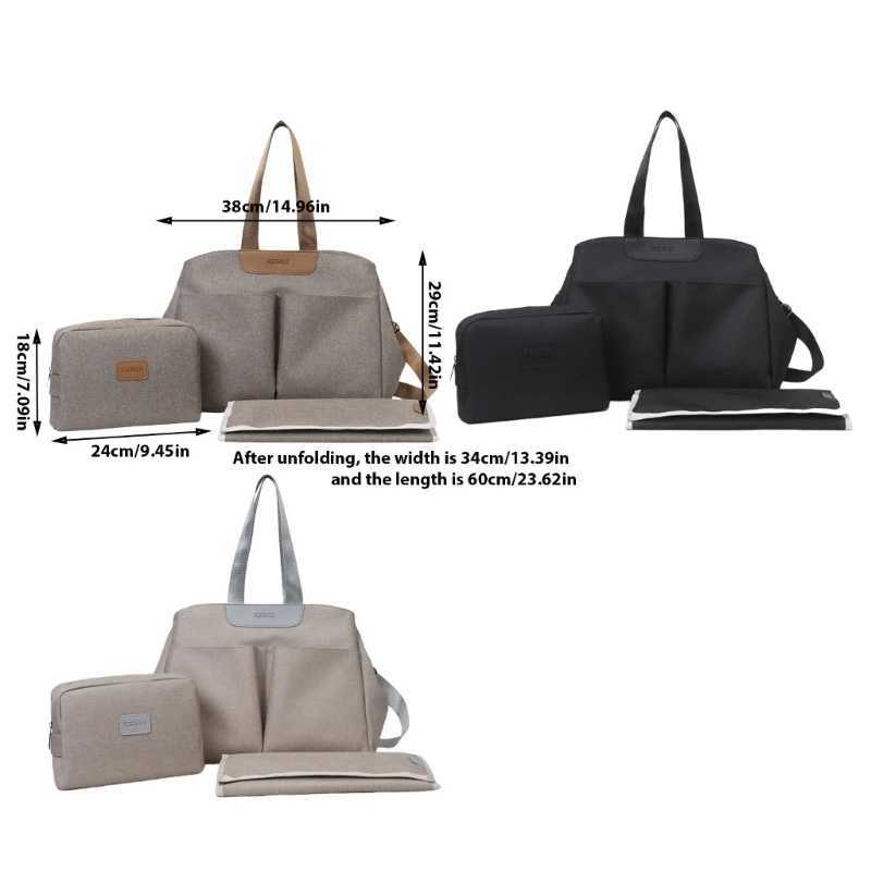 Diaper Bags Multiple Compartment Mom Bag Pram Hanging Diaper Bag with Diaper Changing Pad and Small Bag Large Capacity Handbag W3JF Y2502273MBI