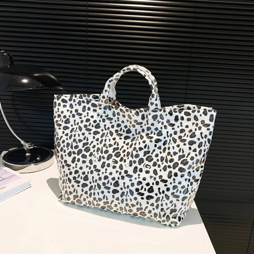 Ship from US Fashion Large Capacity Handbag Leopard Pattern Tote Bag PVC Fashionable Soft Simple Trendy 250227FBB