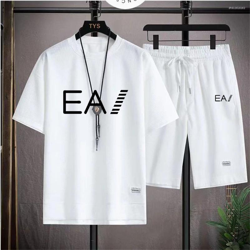 Mens Tracksuits Breathable Summer Set Round Collar Two Piece Shorts With EA1 Printed In Letters 01