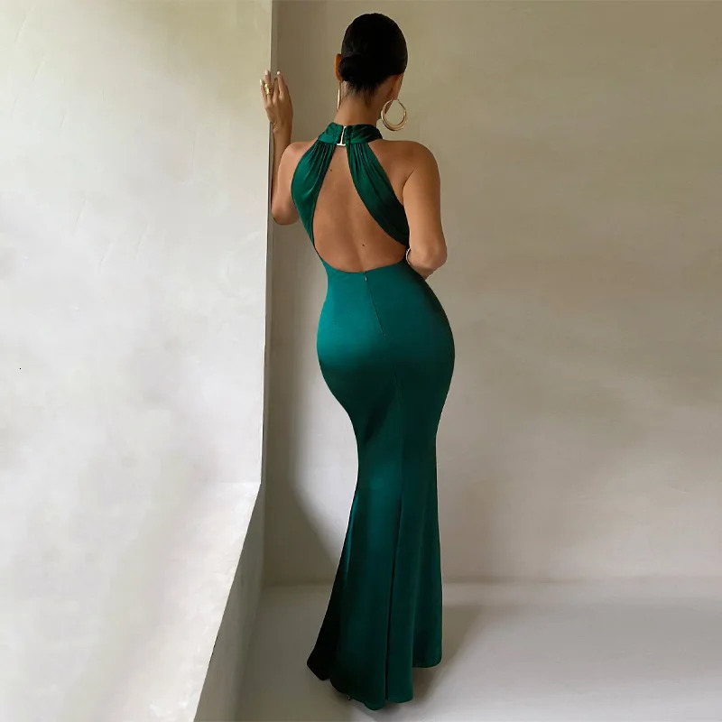 wsevypo Elegant Formal Vestidos Women Cross Halter Long Fishtail Dress Ladies Backless Ball Gown Cocktail Party Evening Dresses 250226