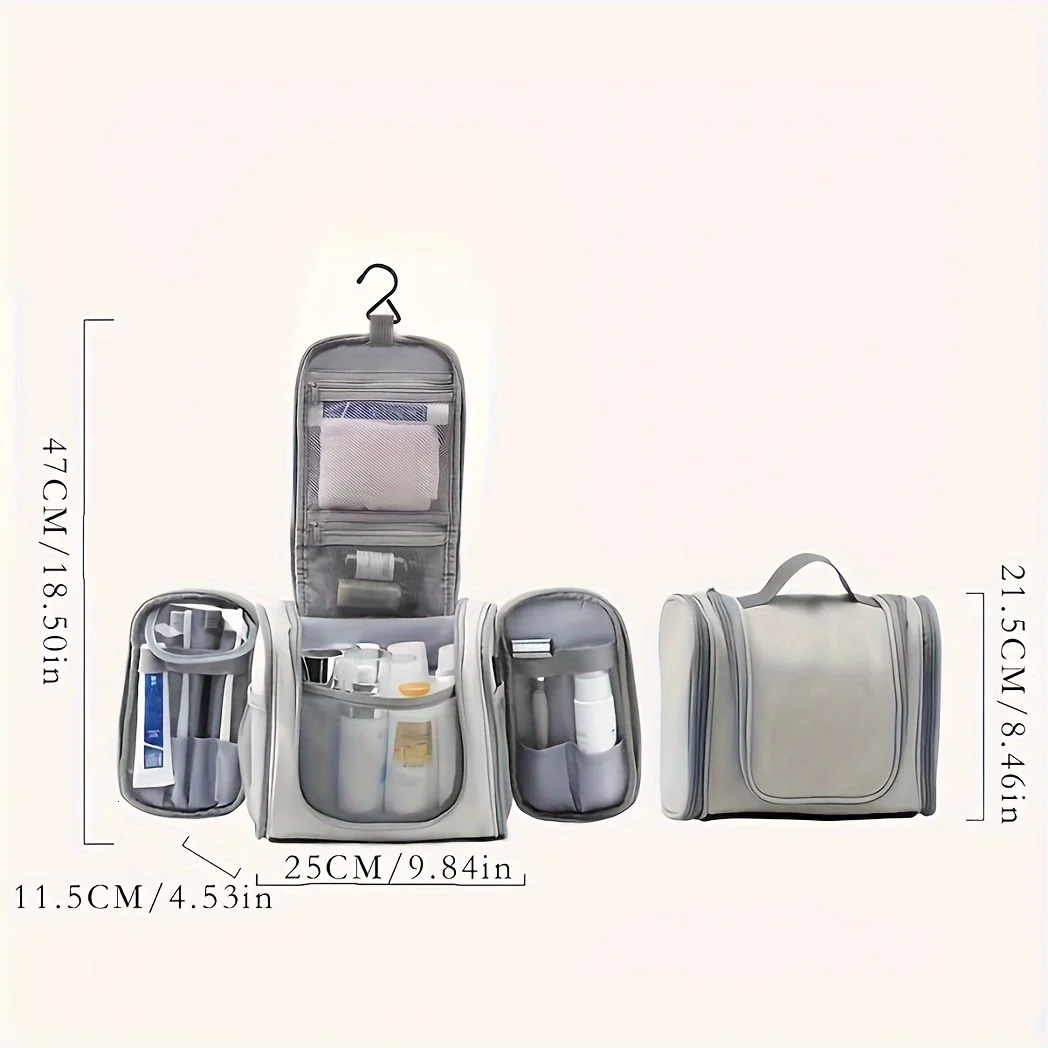 Ship from US 1pc Premium Durable Hanging Toiletry Bag Waterproof PU Leather Foldable WetDry Separated Stylish Travel Cosmetic Organiz w250227FBB