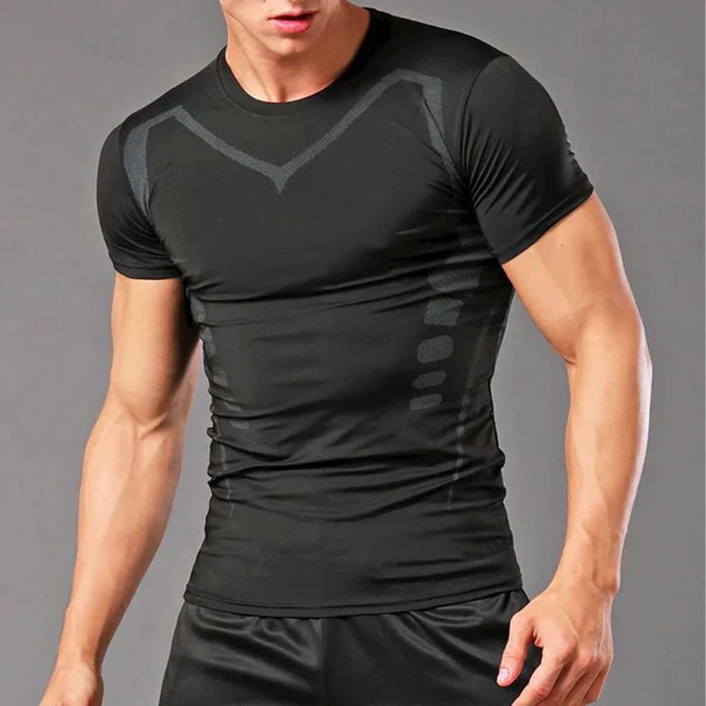 Mens Running Compression Shirts Short Slve Sport Gym Ts Quick Dry Sweatshirt Jogging Tracksuit Athletic Shirt Tops X250227