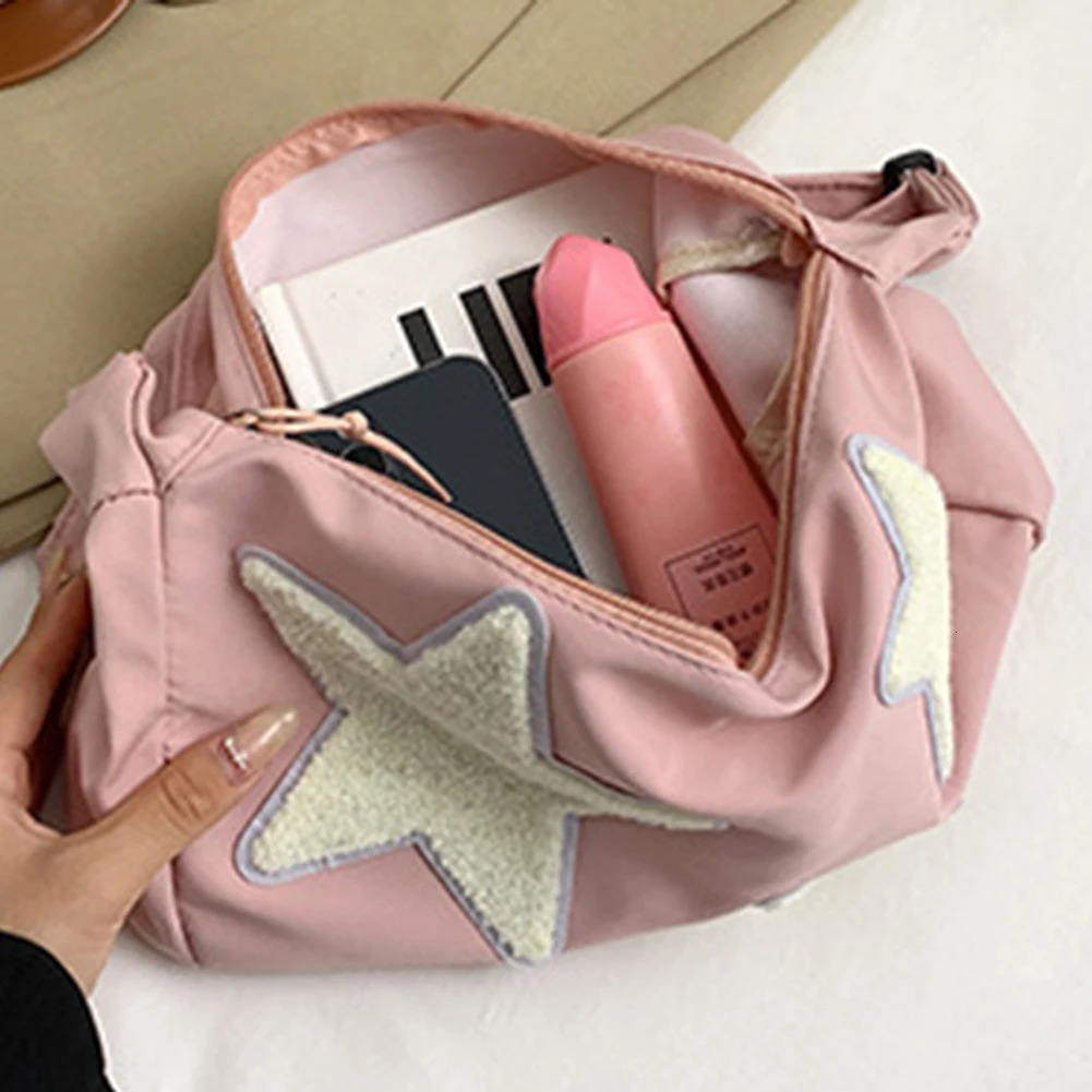 Ship from US Lady Simple Large Capacity Shoulder Bag Women Star Pattern Corduroy Crossbody Casual Tote Girl Travel School Bookbag Handbag 250227FBB