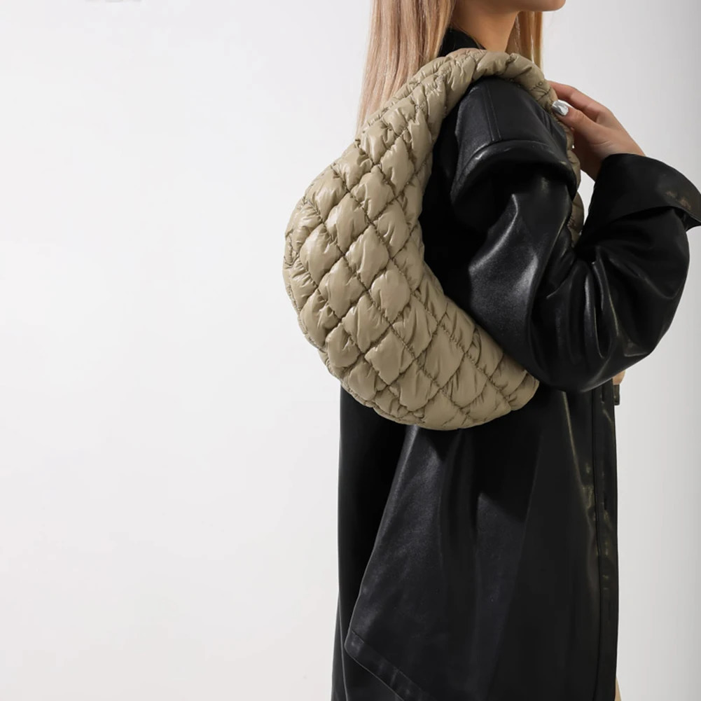 Ship from US Quilted Embroidered Thread Womens Bag Pleated Cloud Mini Handbags Down Padded Lightweight Clutch Cotton Small Shoulder Bags 250227FBB
