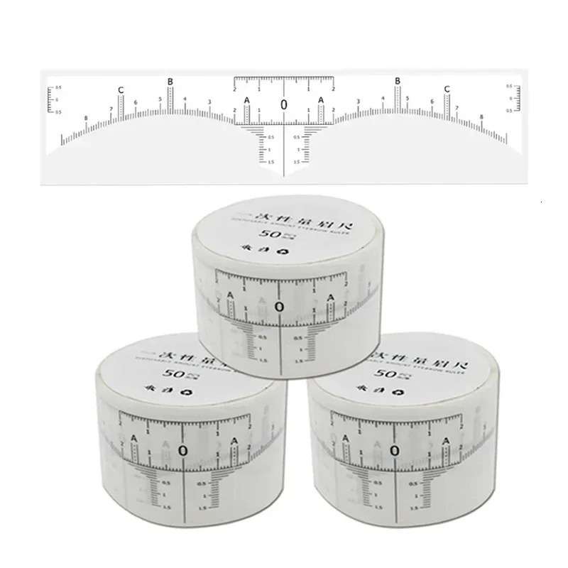 Eyebrow Ruler Sticker Disposable Microblading Permanent Makeup Tattoos Adhesive Eye Brow Stencil Ruler Eyebrow Tool 1 Roll 50pcs 250224
