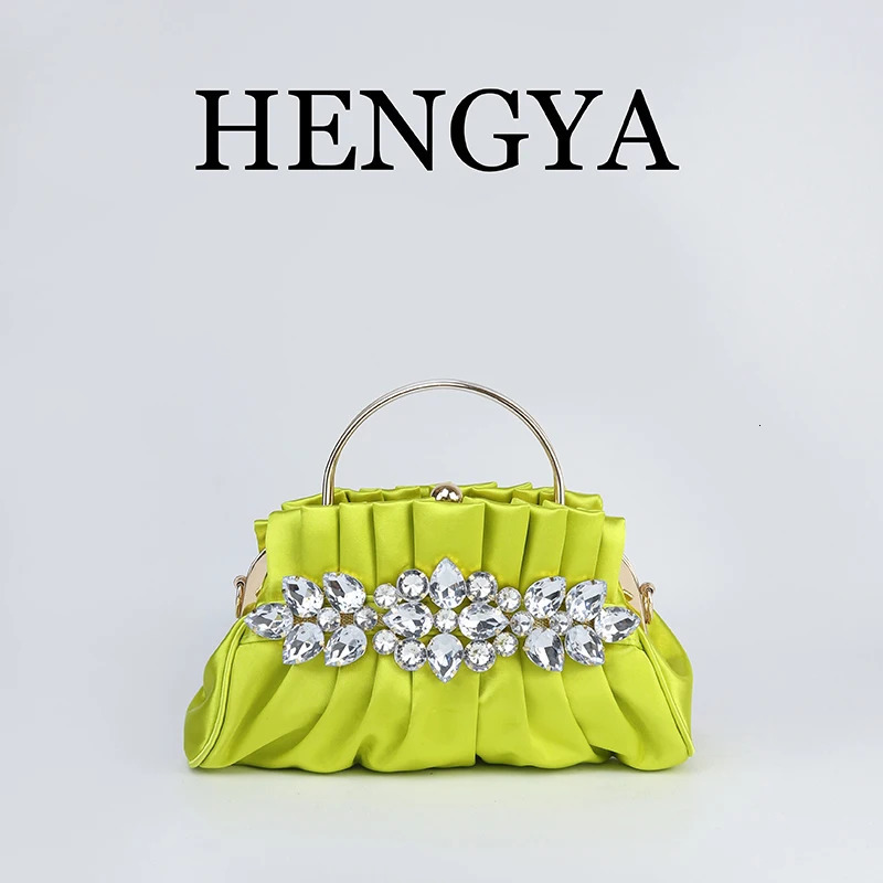 Vintage Rhinestone pleated womens evening clutch bag elegant vintage banquet handbag sparkling formal wallet 250226