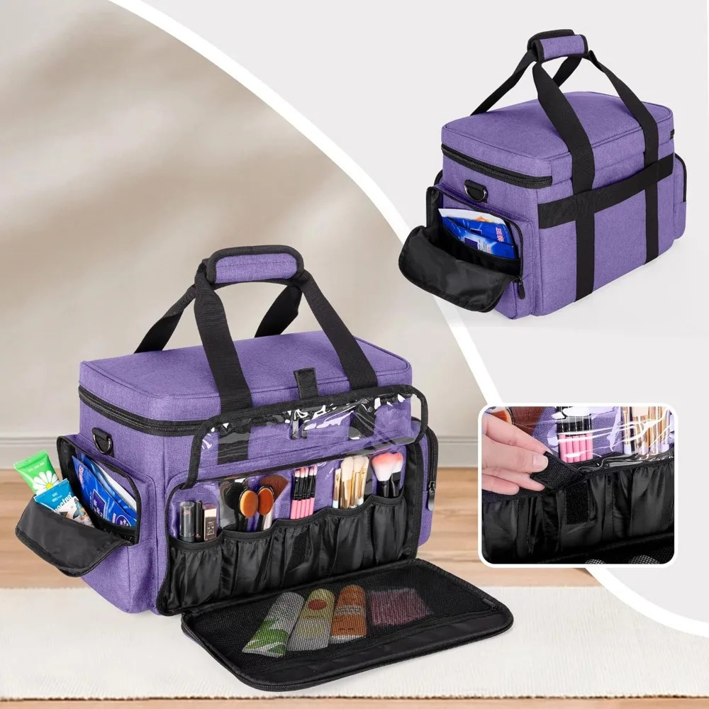 Ship from US Large cosmetic bag with 2 detachable pockets and dividers 250227FBB