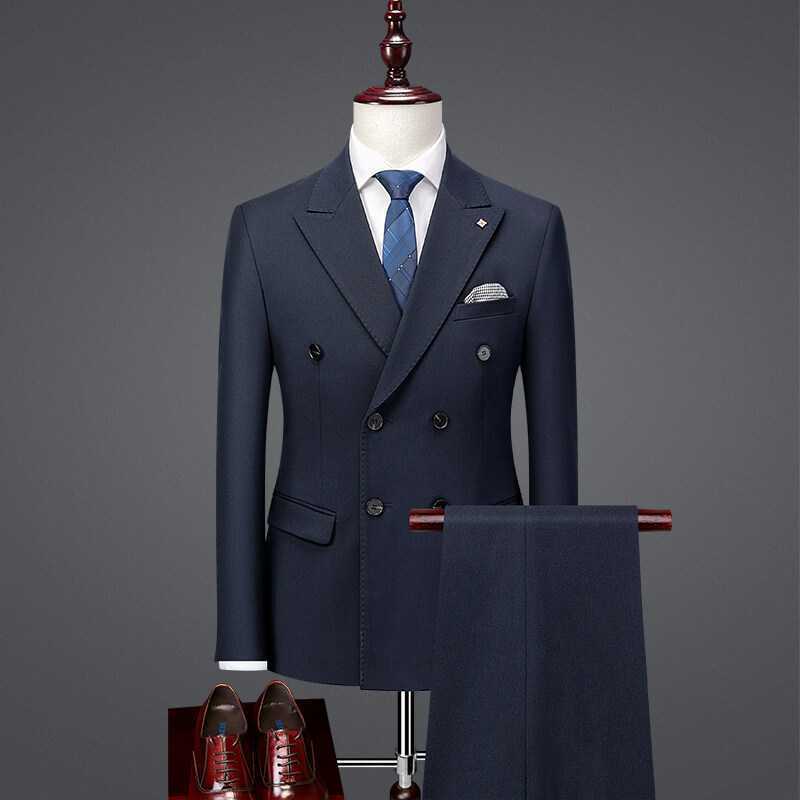 D227Slim-Fit Groom Wedding Outfit - Stylish Korean Fashion Men's Tuxedo Collection