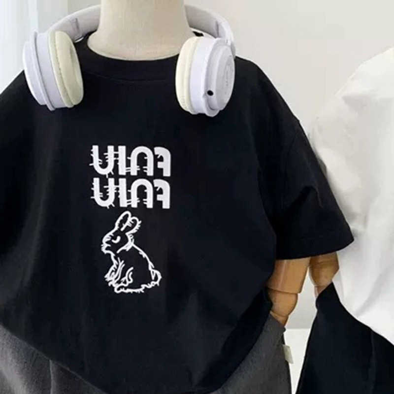 Tshirts Cotton childrens cartoon short sleeved printed Tshirt for summer boys top for summer baby half sleeved medium and small childrens clothing for