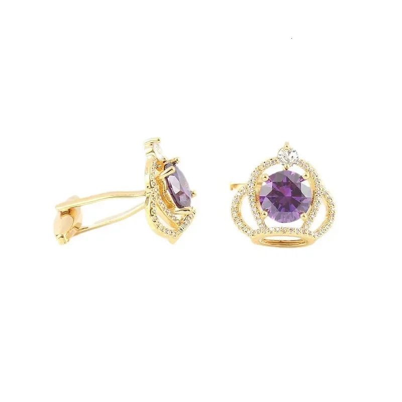 Crown Zircon Cufflinks for Mens French Button Shirt Suit Cuff Links High Quality Wedding Jewelry Clothing Accessories 250227