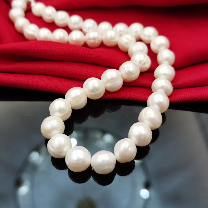 11-12-13-15mm Big Pearl Necklace 100%Natural Freshwater Pearl Jewelry 925 Sterling Silver For Women Fashion Gift 250222