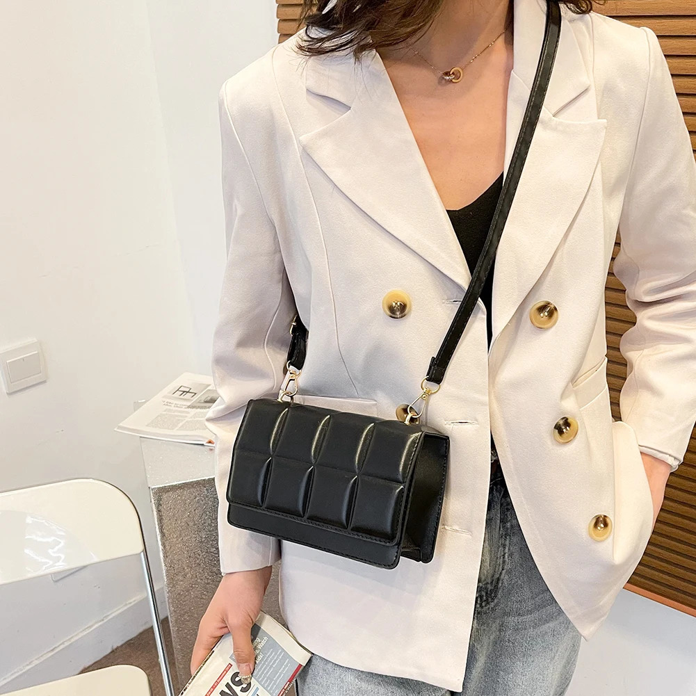 Ship from US Women Chocolate Square PU Leather Flap Temperament Bags Lady Small Handbags Holiday Birthday Gifts for 250227FBB