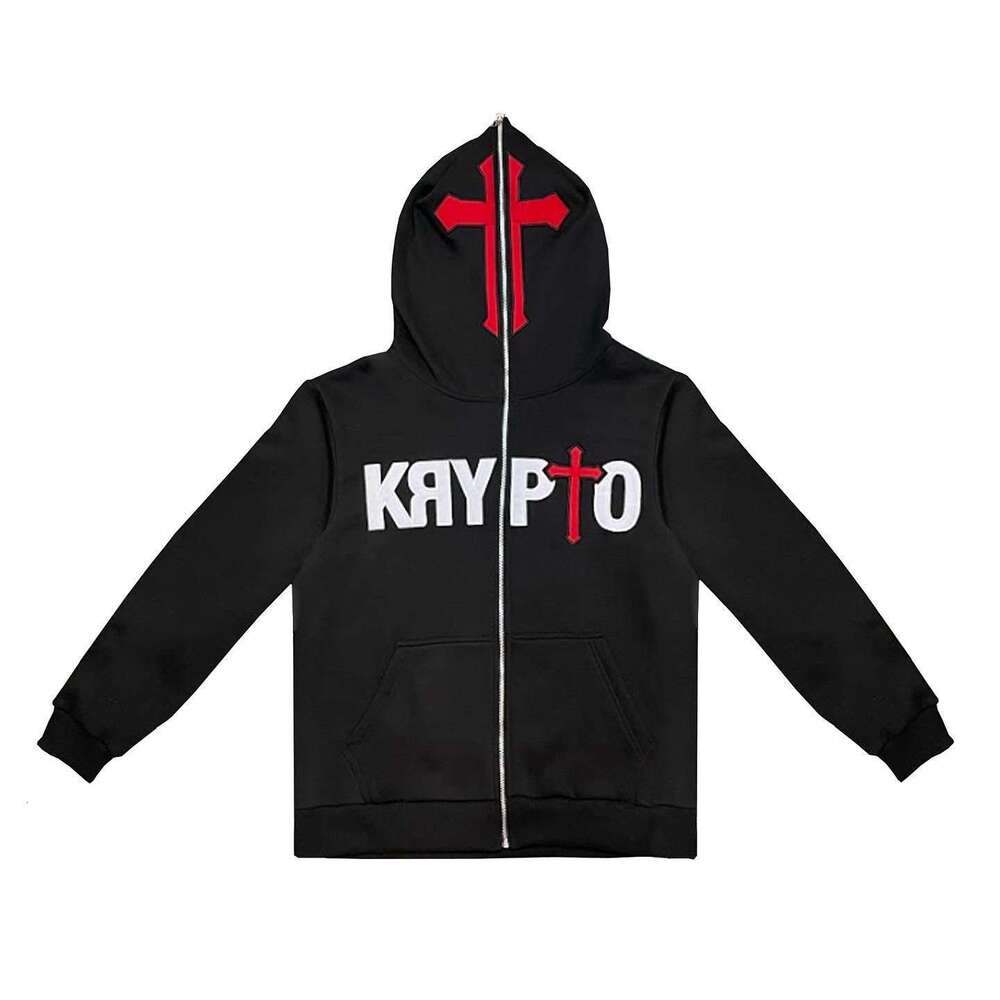 Gothic style fashion hoodie with loose letter zipper sweatshirt jacket
