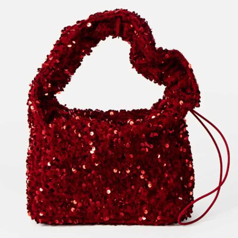New Arrival Green sequin bead bottom bag fashionable portable bucket bag shiny shoulder bag womens handbag T250227