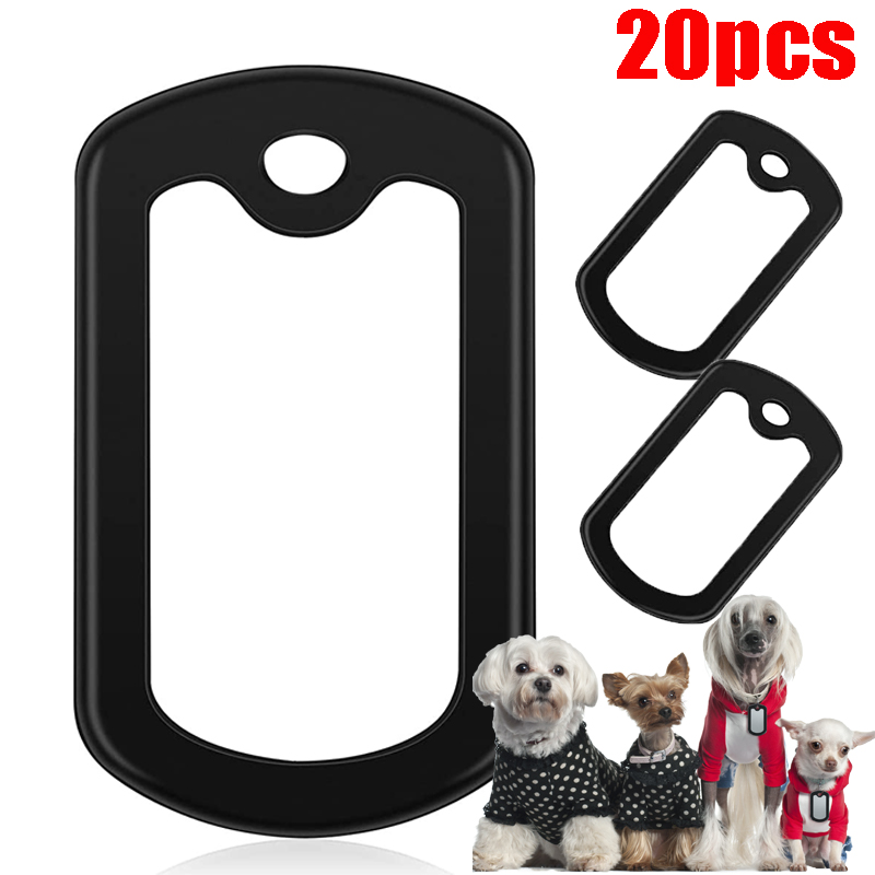 20Pcs Silicone Dog ID Tags Necklace Protective Cover Dogs Tag Silencer Muffler Ring 3x5cm Black Protective Sleeve Accessories