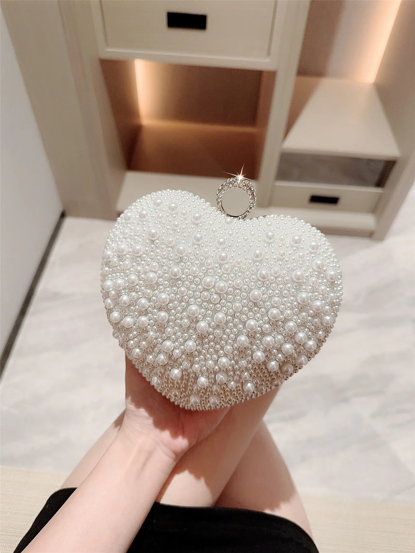 Pearl Evening Bag Love Clutch Chain Matching Cheongsam Party Banquet Wedding Dress 250226