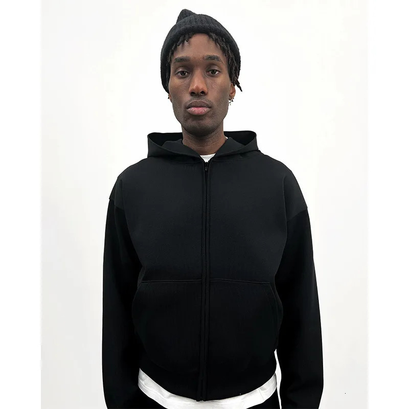 BOMP Autumn Men Lightweight And Friendly Technology Material Hooded Cardigan Sweatshirt Mens Trendy Fashion 250226