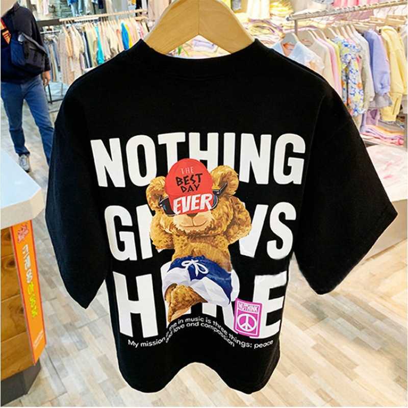T-shirts Cotton childrens cartoon printed short sleeved T-shirt summer dress boys stylish top summer baby half sleeved childrens clothingY2502276DWT