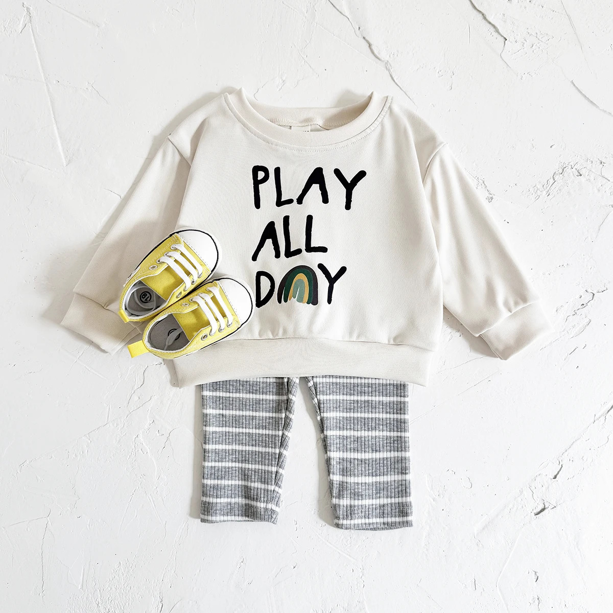 Baby Girl Clothing Sets Letter Print Pullover Infant Suit Boys Spring Autumn Long Sleeve TopBottom Stylish Toddler 2Pcs 250227