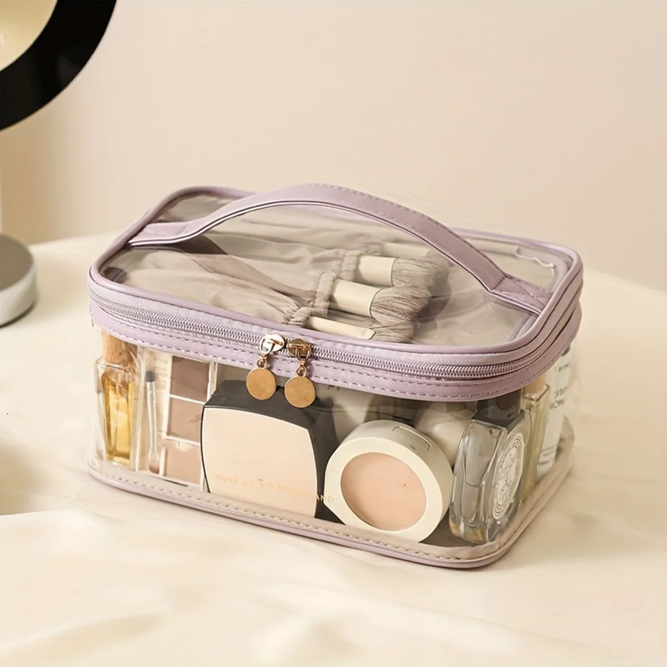 Ship from US Chic Waterproof Transparent Cosmetic Bag Durable Nylon Travel Organizer Portable SeeThrough n for Makeup Toilet 250227FBB