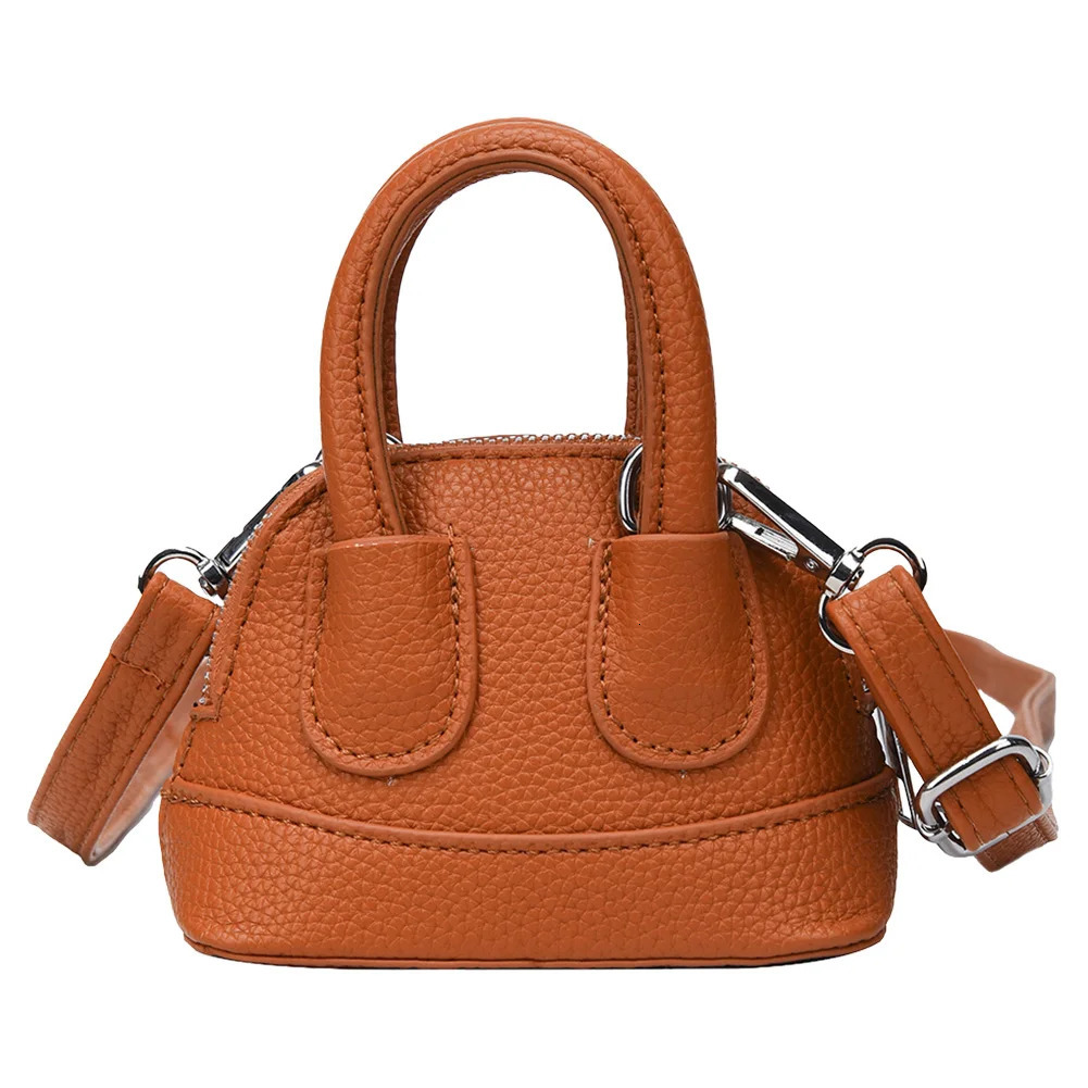 Ship from US Womens Shoulder Bag Mini Shell Coin Wallet PU Leather with Zipper Top Handbag Solid Color Clutch Work Travel 250227FBB