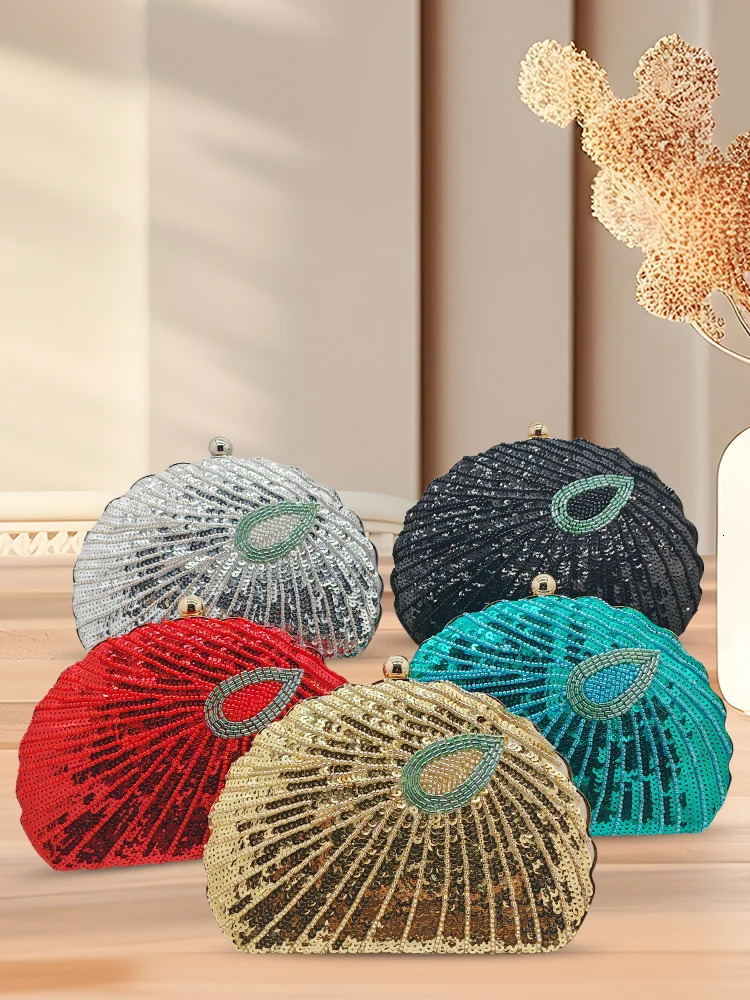 Fashionable womens clutch bag y ner shell sequin wallet wedding party dress elegant evening 250226