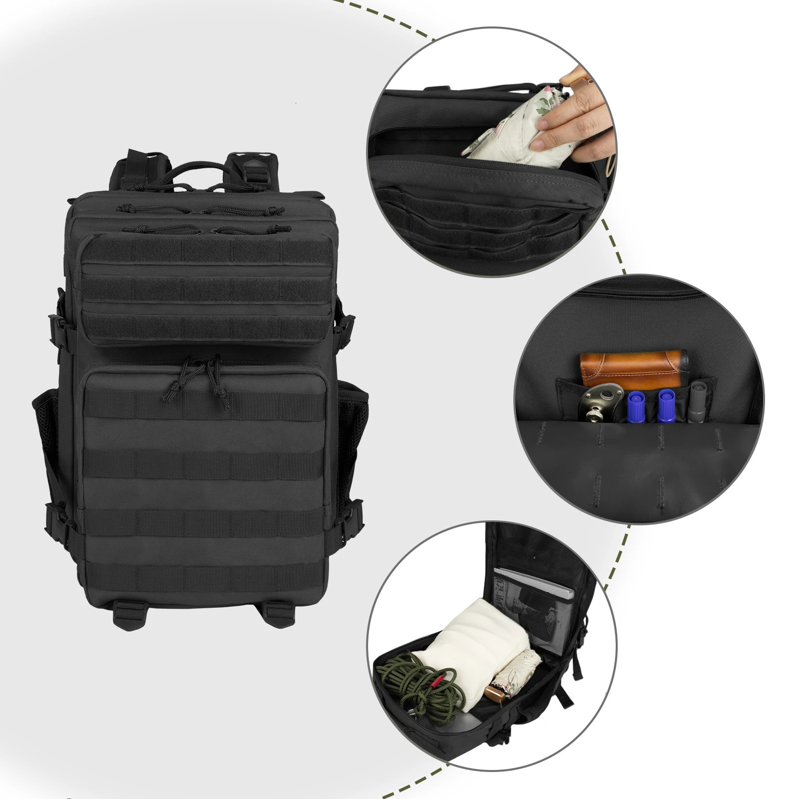 Ship from US 35l Tactical BackPack for Men Highland Assault Big Army Pack 3 Day long bug out back with Water Cut outdoor camping hiking 250227FBB