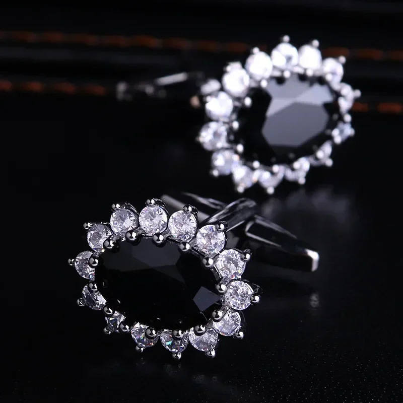 Mens Rhinestone Crystal Cufflinks French Shirt Cuff Links Men Business Banquet Cocktail Party Wedding Anniversary Gifts 250227