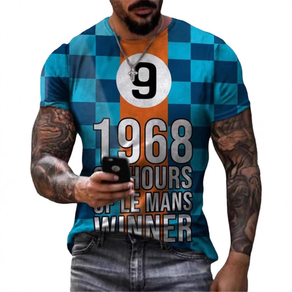 Designer's Casual Trend 2025 New Summer Casual T-shirt Digital Printing Fashionable Round Neck Men's Short Sleeved Shirt