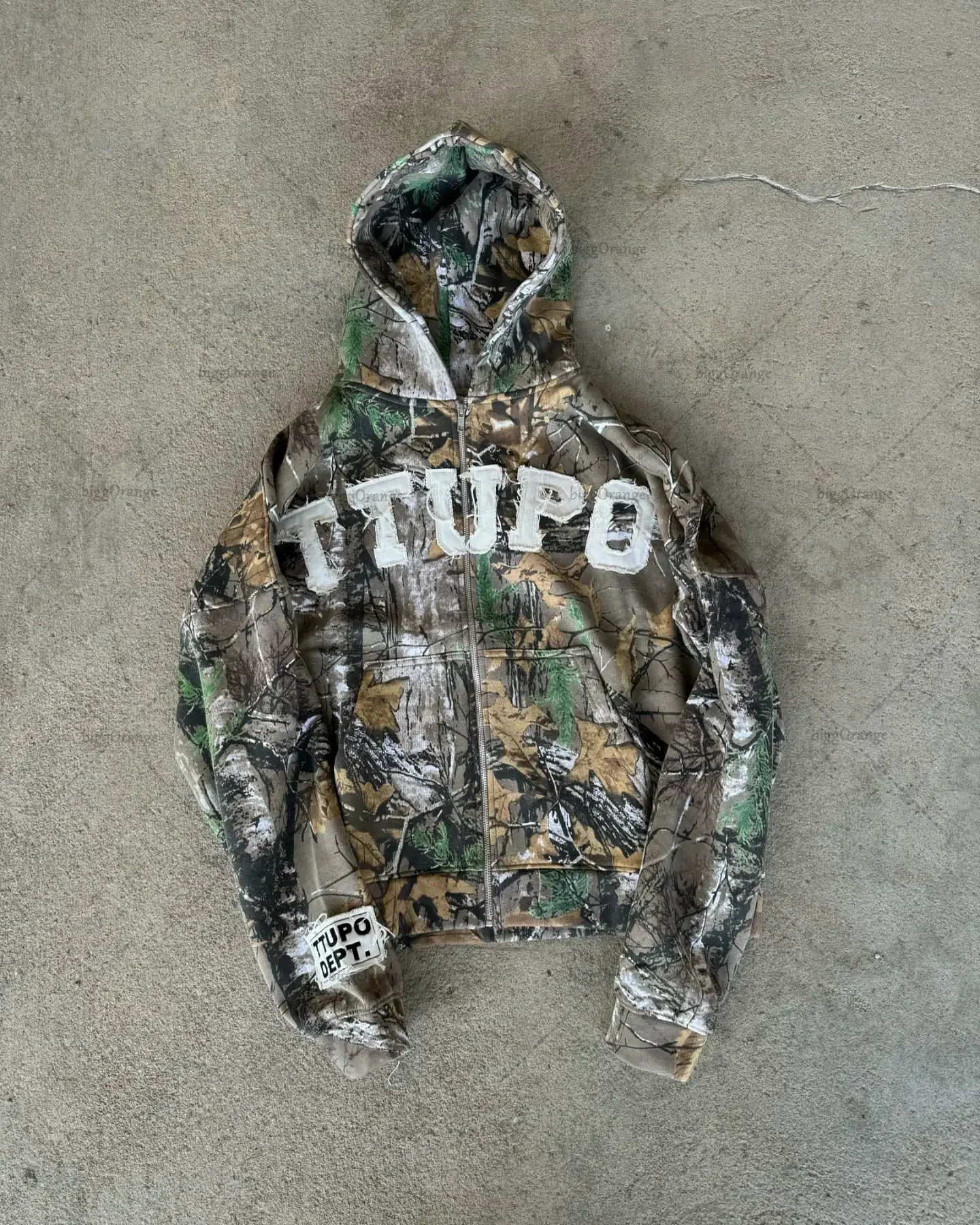 Letter ed Camouflage Distressed Hoodie Women Y2K Streetwear American Casual High Street Fashion Zipper Sweatshirt 250226