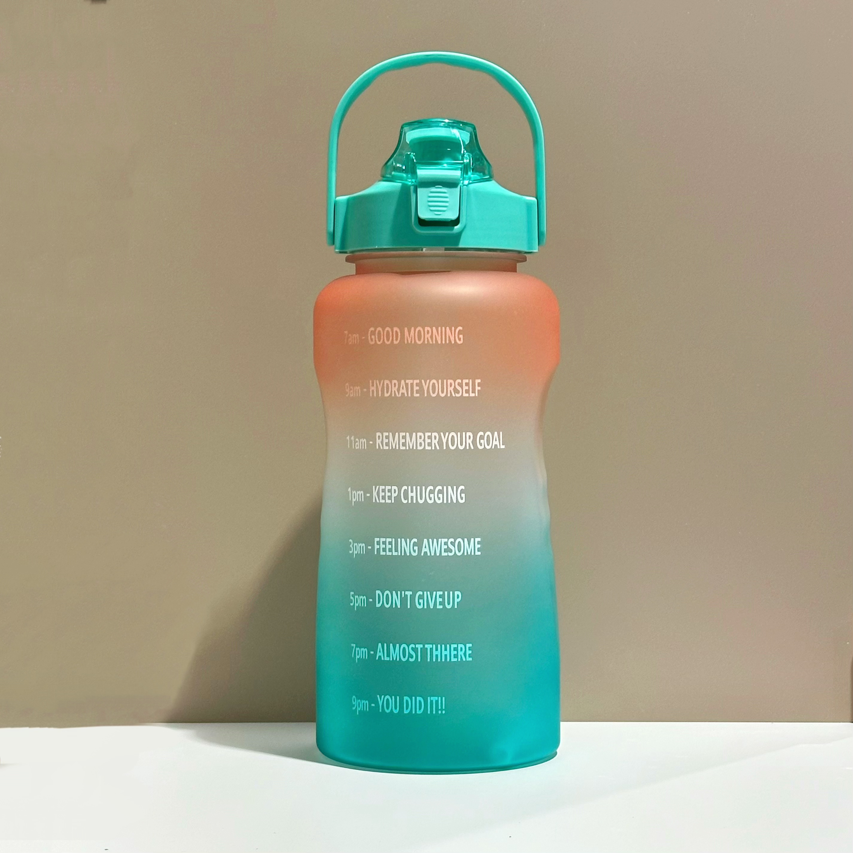 Super large capacity sports outdoor water cup fitness portable carry handle simple plastic high temperature water bottle