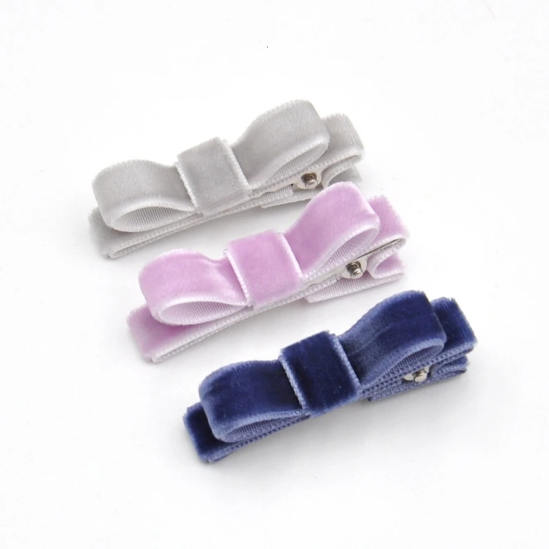 18Pcs/Lot Handmade Velvet Hair Clips Velvet Ribbon Bow Hairpins for Toddlers Baby Hair Accessory 250227