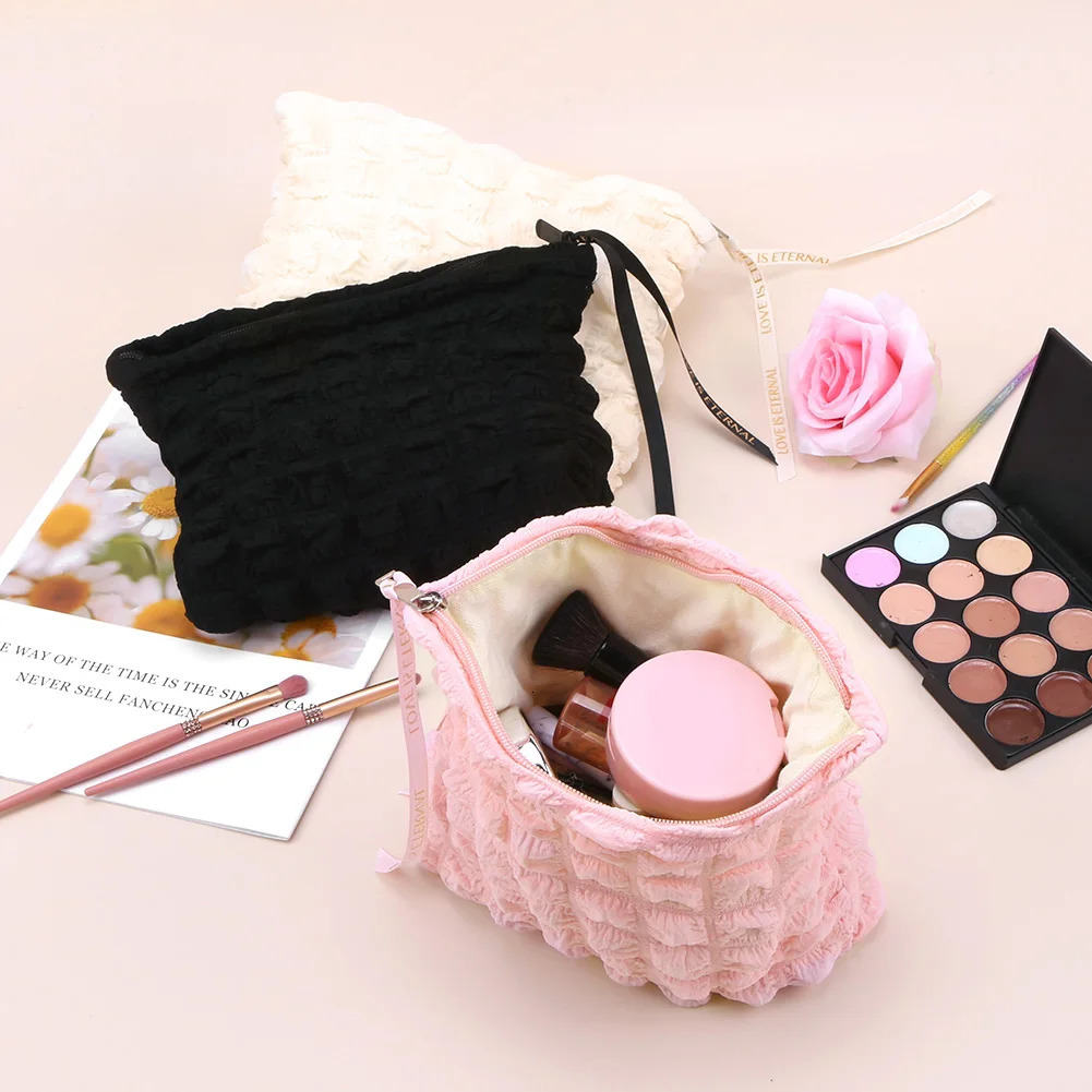 Ship from US 3Pcs Travel Toiletry Bag Solid Color Makeup Organizer Large Capacity Zipper Pouch Lightweight Storage Clutch 250227FBB