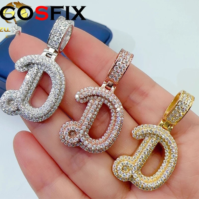 Hiphop K D S Letter Pendant s925 Sterling Silver D Color Alphabet Pendant Necklace for Women Men INS Gift 250227