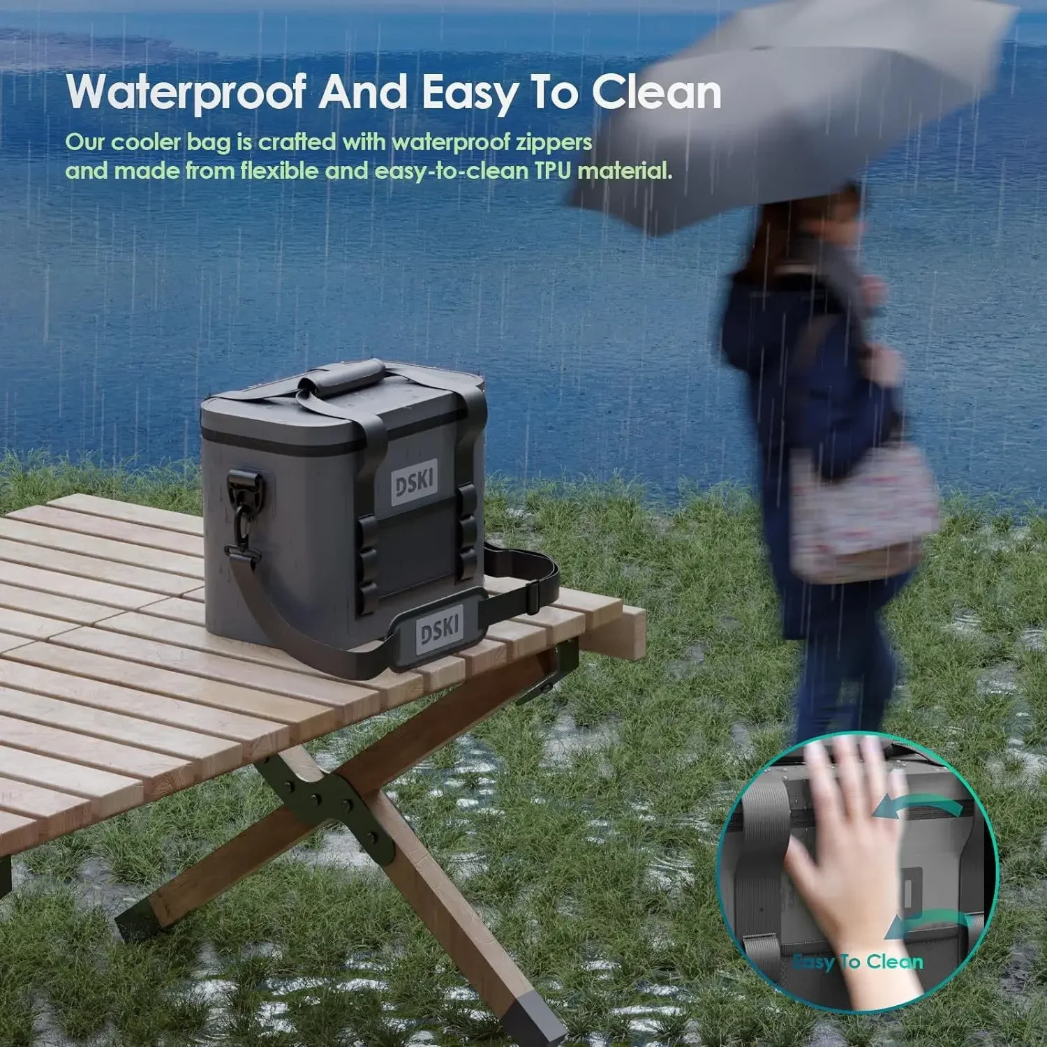 Ship from US Foldable leak proof used as a beach soft surface cooler ice pack camping fishing multi person lunch bag 250227FBB