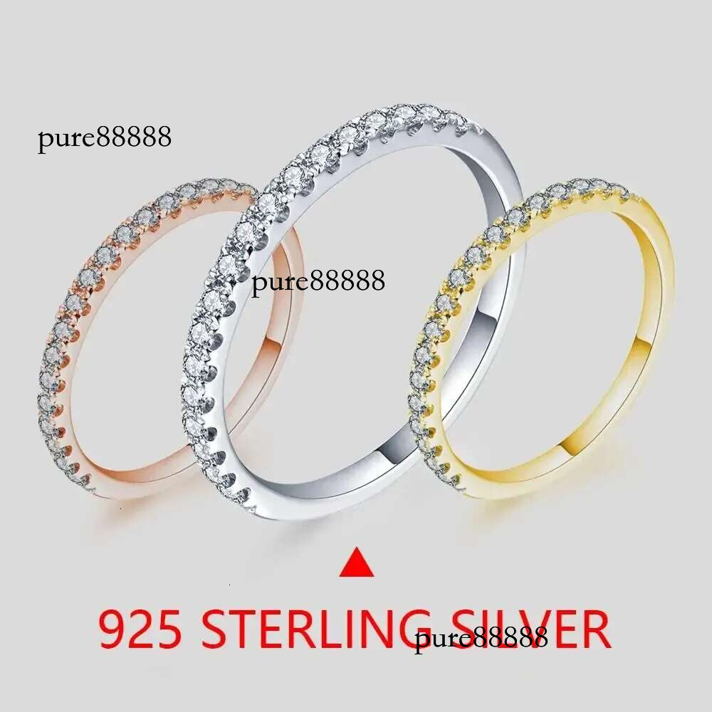 Sterg Sier White Gold Round Eent Cut D Color Moissanite Ring for Girls tail Jewelry