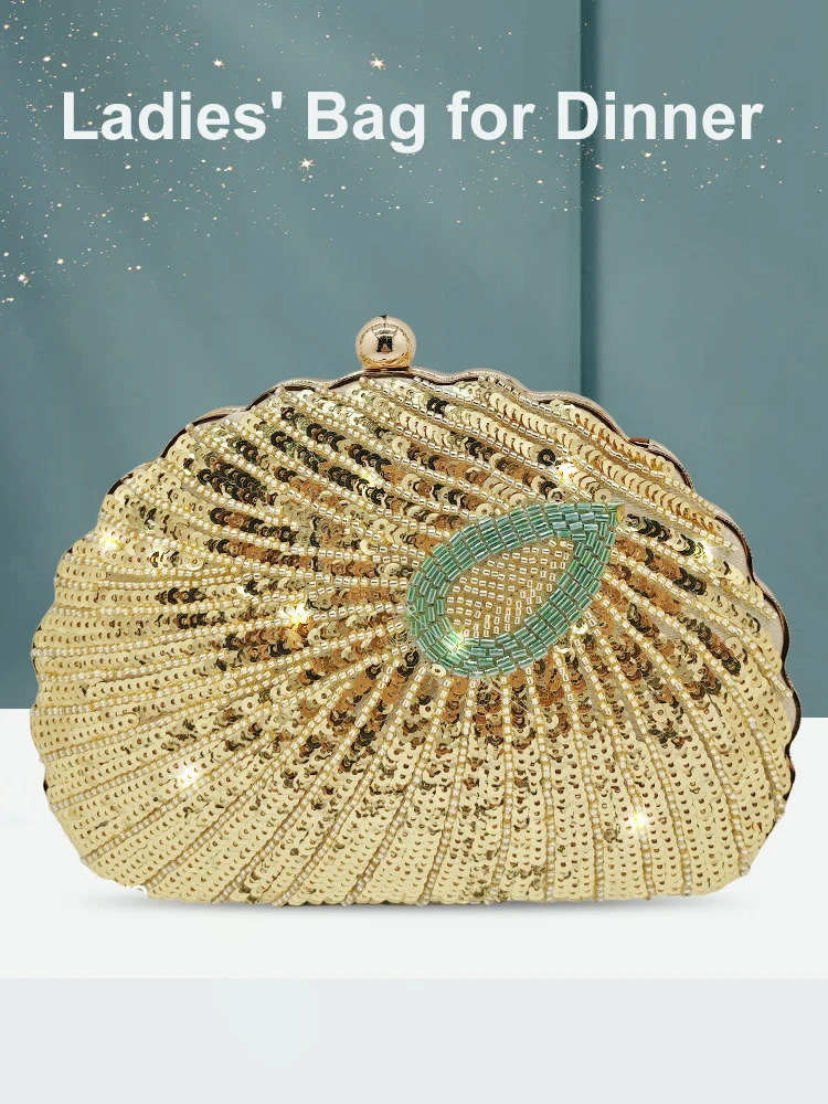 Fashionable womens clutch bag y ner shell sequin wallet wedding party dress elegant evening 250226