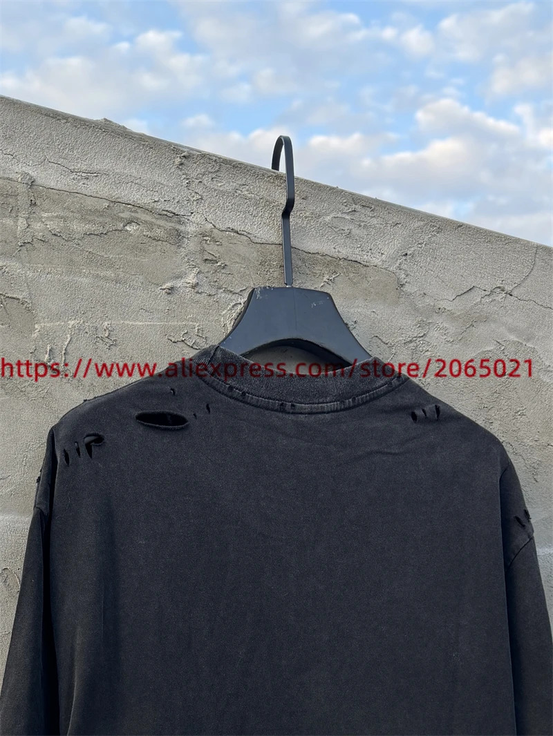 PLANET EARTH Vintage Washed TShirts Quality Tear Printing T Shirt Tee Tops 250226