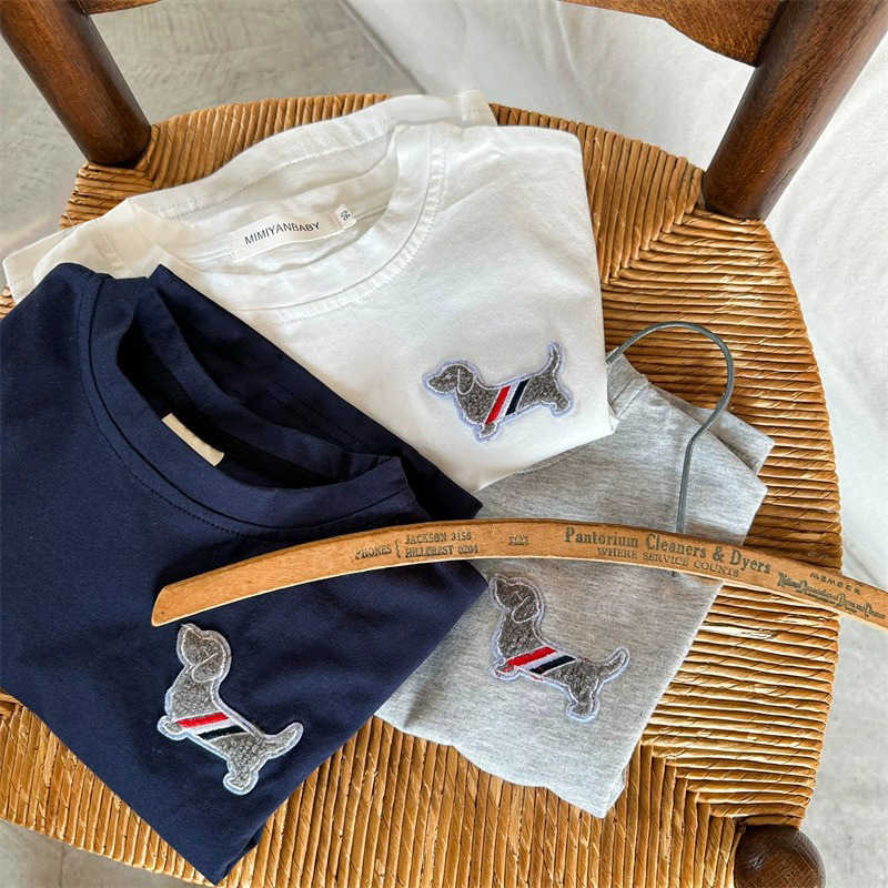 T-shirts Pure cotton childrens T-shirt summer thin baby clothes boys short sleeved top girls cartoon embroidery summer outfitY250227R5X1