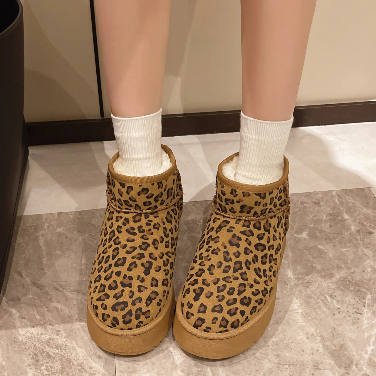 Med Heel Boots Womens Rubber Shoes Rain Australia Winter Footwear Round Toe Boots-Women Flat Autumn Snow 250226