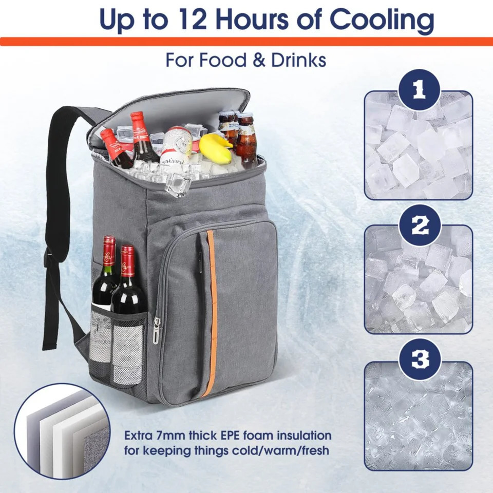 Ship from US CE Coolable Backpack Soft Side Insulated Leak proof Waterproof Cooler Bag Portable and Lightweight Lunch Suitable for Travel 250227FBB