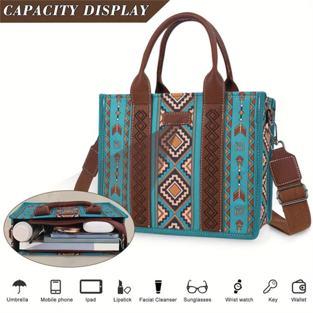 Ship from US 4PCSSET Womens Purse Tote Retro Work Satchel Lightweight Boho Shoulder Bag 250227FBB