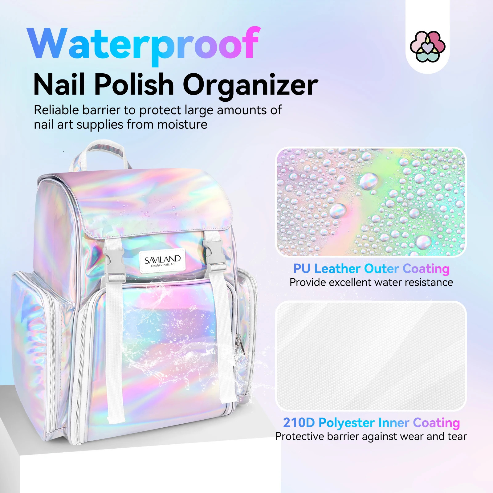 Ship from US Saviland nail polish storage bag 70 bottles of large capacity organizer box multi spacing bottle clipper tool 250227FBB