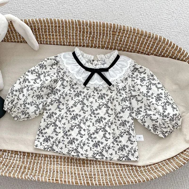 Spring born Baby Girl Clothes Suit Long Sleeved Cotton Printed ShirtSleeveless Jumpsuit Infant Baby Clothing Set 250227